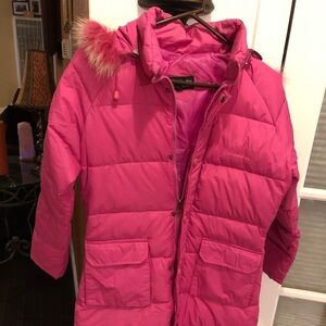 Columbia Jacket Big Girls Pink Large Long  Down Puffer Hooded Jacket